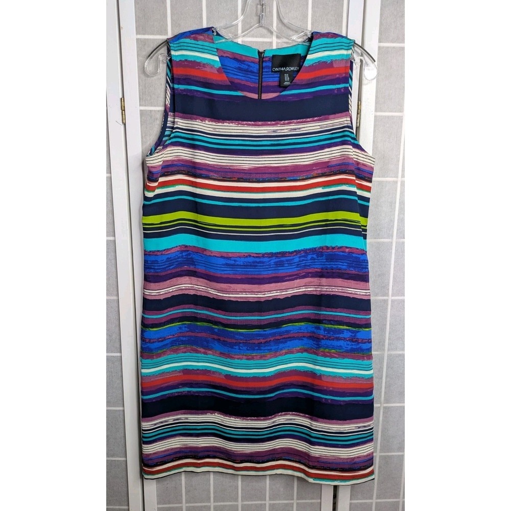 Cynthia Rowley Women's Sleeveless Shift Dress Size 8 Striped Excellent Condition